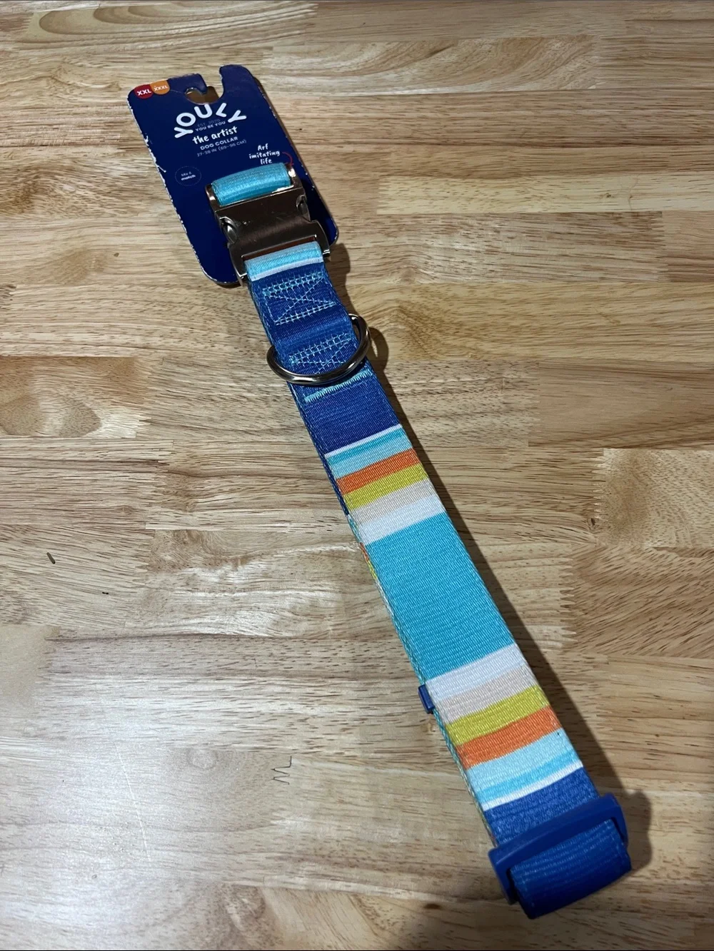 NWT Youly the Artist Blue Striped Dog Collar XXL-XXXL 27-38” neck z98
